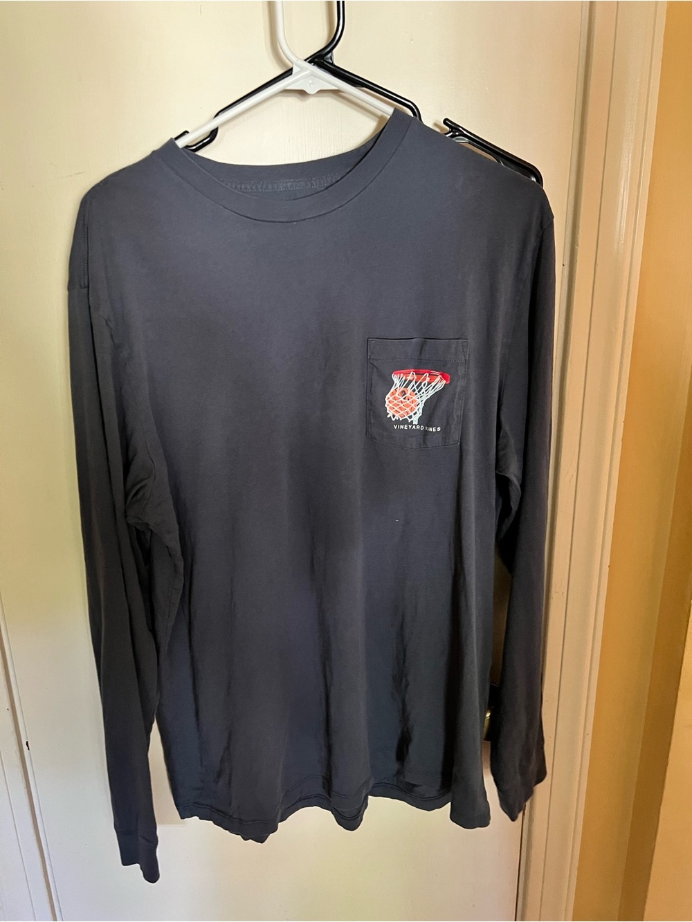 Long Sleeve Vinyard Vines Pocket Tee with Basketball Graphic - Large